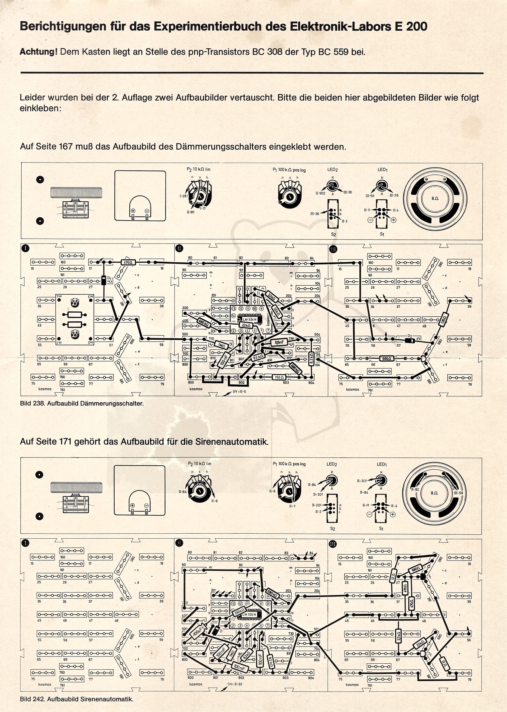 Kosmos Elektronik Labor E200 - Fehlerkorrektur